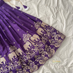 Purple & White Colour Embroidered Girls Lehenga Set -VS3759