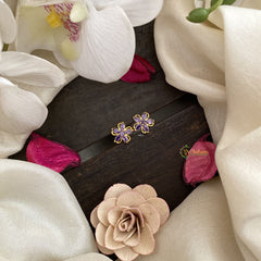 Vriksham Premium Floral Studs-Purple-G16659