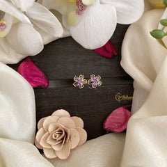 Vriksham Premium Floral Studs-Purple-G16659