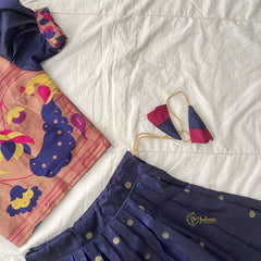 Royal Blue Indian Traditional Girls Lehenga Set-Peacock-VS3763