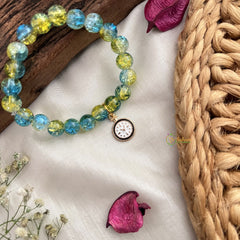 Vriksham Antique Kids Bracelet With Watch Symbol Pendant-Green & Yellow Color-G18806
