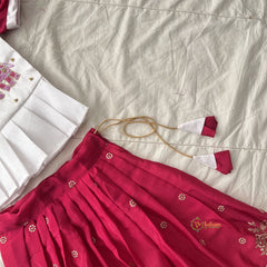 Barbie Pink & White Colour Embroidered Girls Lehenga Set -VS3760