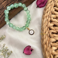Vriksham Antique Kids Bracelet With Watch Pendant-Green Color-G18808