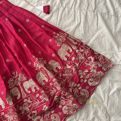 Barbie Pink & White Colour Embroidered Girls Lehenga Set -VS3760