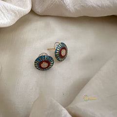 Elegant Blue Floral Studs-G12051