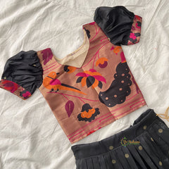 Black Indian Traditional Girls Lehenga Set-Peacock-VS3764