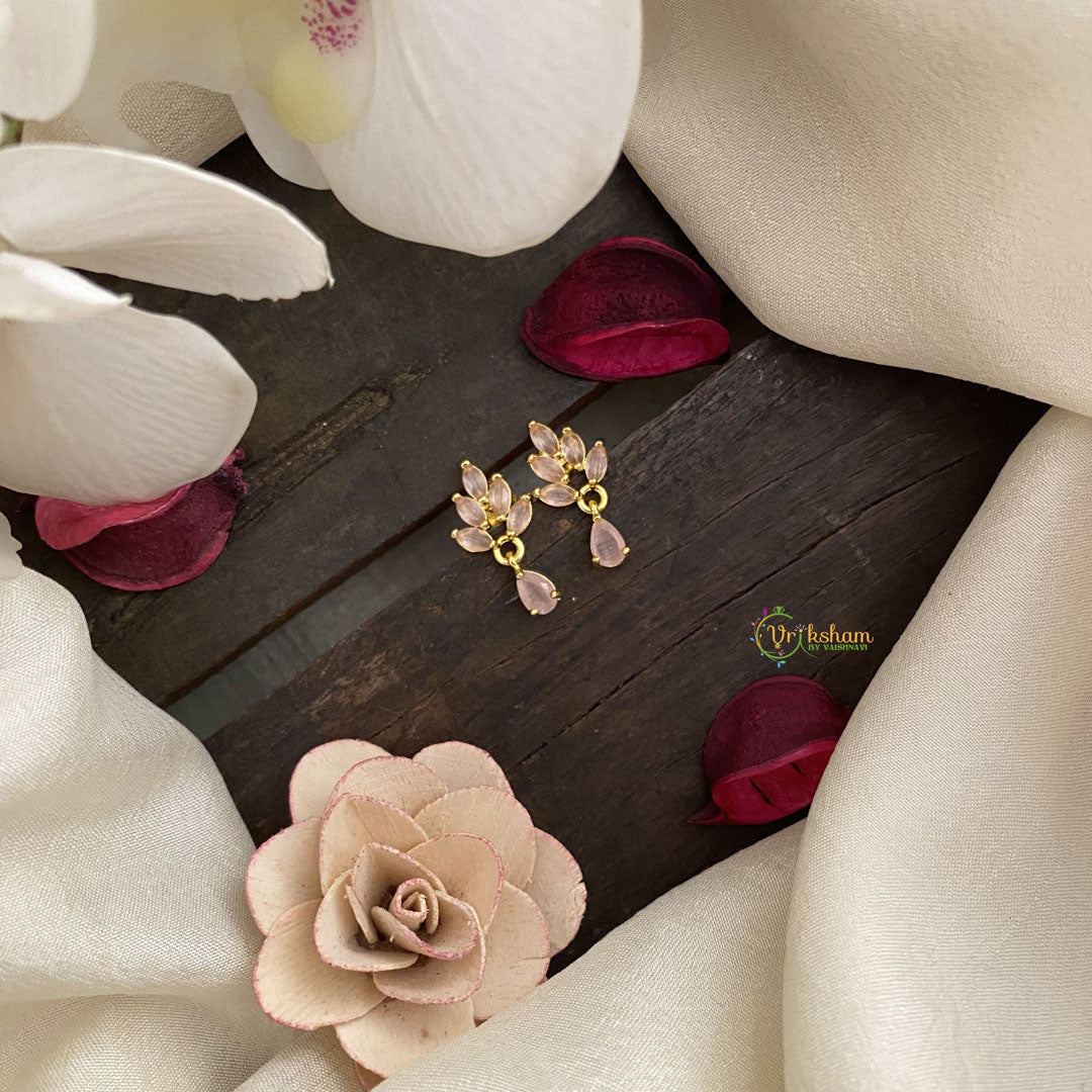 Vriksham Premium Leaf Studs-Pastel Pink-G16688