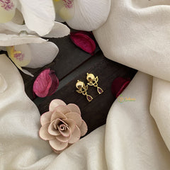 Vriksham Premium Leaf Studs-White & Pink-G16693