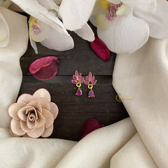 Vriksham Premium Leaf Studs-Pink-G16689
