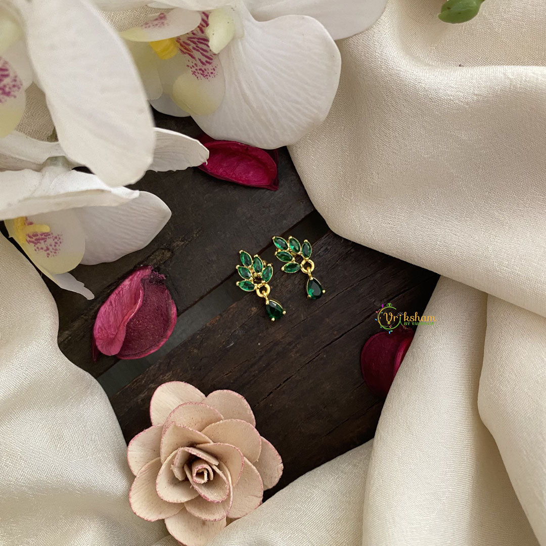Vriksham Premium Leaf Studs-Green-G16686