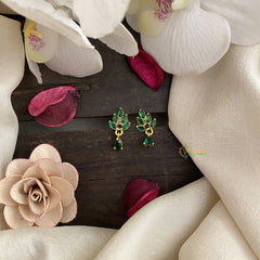 Vriksham Premium Leaf Studs-Green-G16686