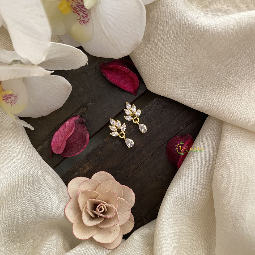 Vriksham Premium Leaf Studs-White-G16690