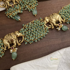 Premium Elephant Choker-Pastel Green Beads-G12712