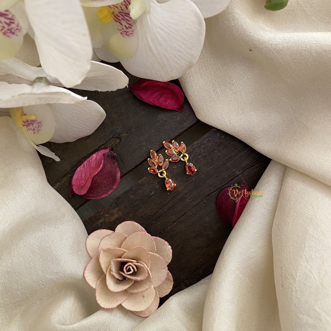 Vriksham Premium Leaf Studs-Orange-G16692