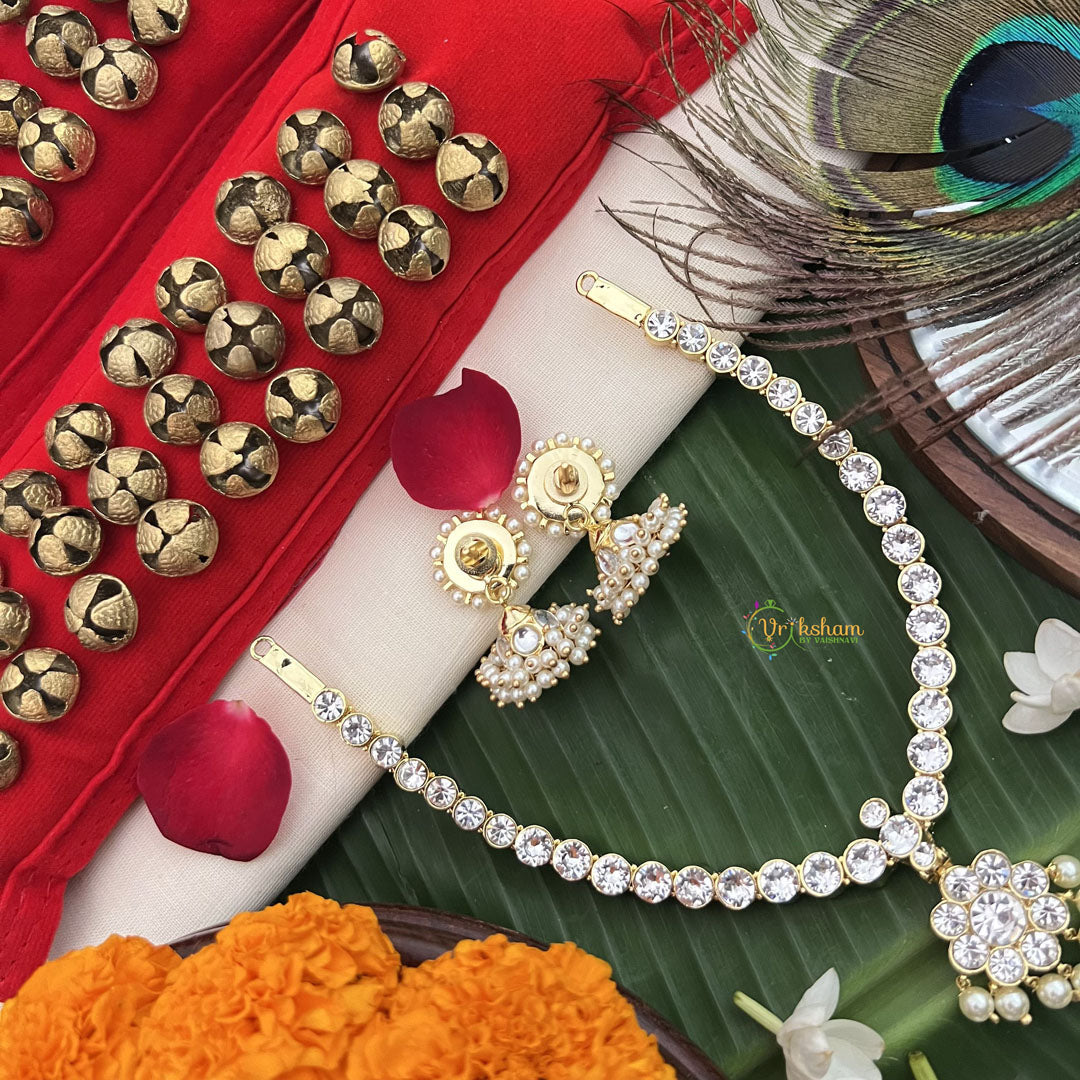 Vriksham Classic temple Round Design Attigai Style Short Neckpiece-Pearl-G19728