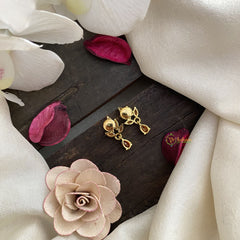 Vriksham Premium Leaf Studs-Orange-G16692