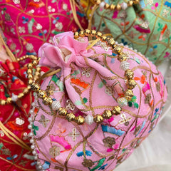 Vriksham Classic Floral  Bandhani Print Potli Bags-6 Pieces Set-RG367