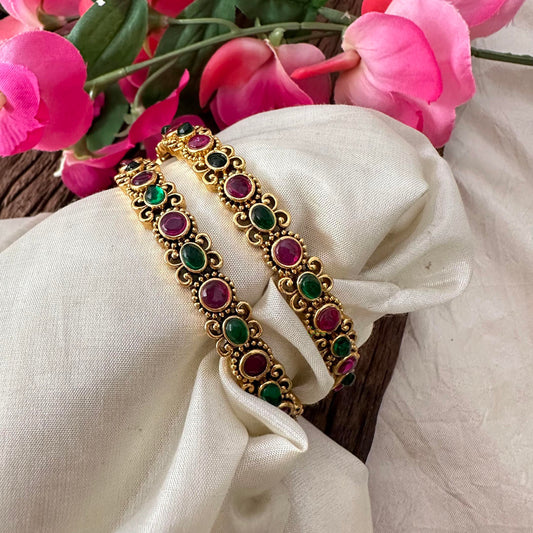 Simple Gold Look Alike Bangle-Red Green-G13426