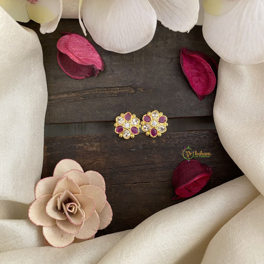 Vriksham Exquisite Floral Studs-White & Pink-G16732