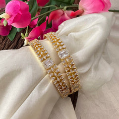 Elegant Gold Look Alike White AD Stone Bangle-G13433