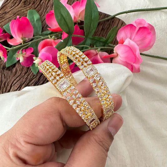 Elegant Gold Look Alike White AD Stone Bangle-G13433