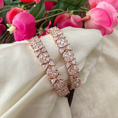 Rose Gold Look Alike AD Stone Bangle-G13445