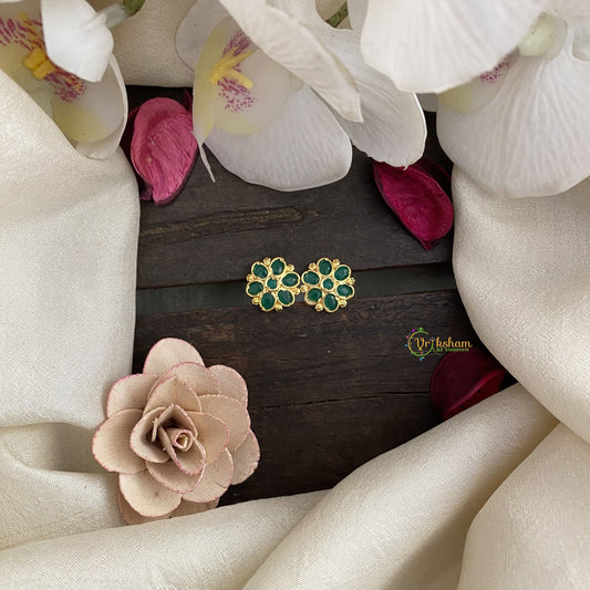 Vriksham Exquisite Floral Studs-Green-G16726