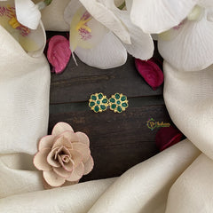 Vriksham Exquisite Floral Studs-Green-G16726