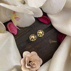 Vriksham Exquisite Floral Studs-Green-G16726