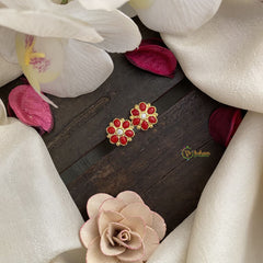 Vriksham Exquisite Floral Studs-Coral-G16733