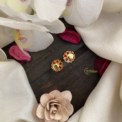 Vriksham Exquisite Floral Studs-Coral-G16733