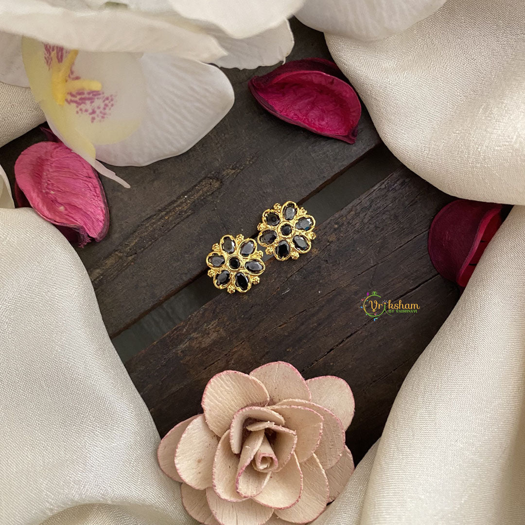Vriksham Exquisite Floral Studs-Black-G16727