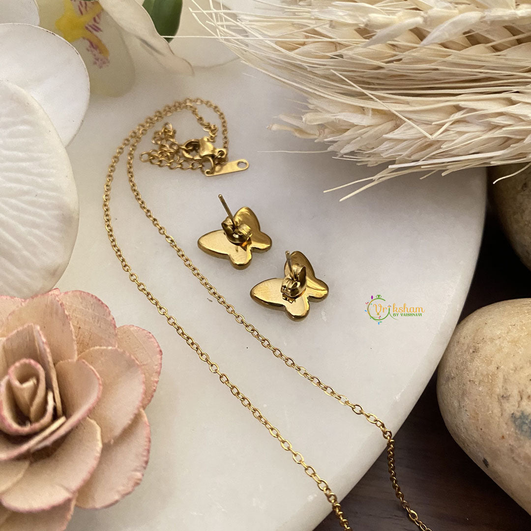 Vriksham Butterfly Pendant Anti Tarnish Stainless Steel Necklace Chain -G17658