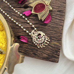 Vriksham AD Stone Traditional Peacock Pendant Pearl layer-G18846
