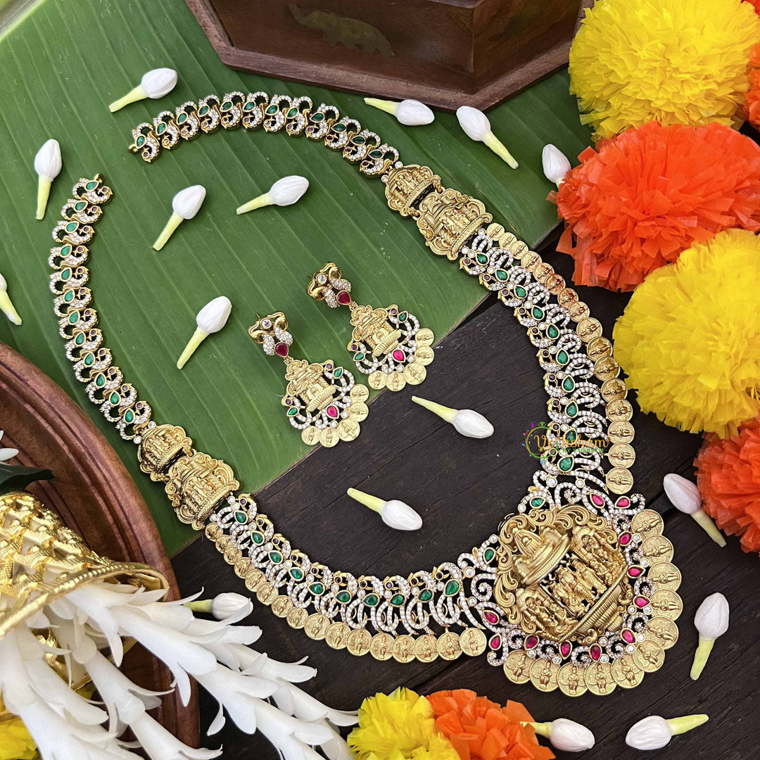 Vriksham Ram Parivar AD Stone Style Kundan Jadau Coin Long Neckpiece-J4056