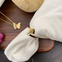 Vriksham Gold Butterfly Pendant Anti Tarnish Stainless Steel Necklace Chain -G17660