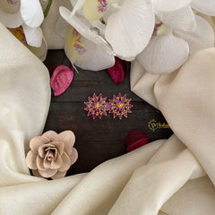 Vriksham Antique Floral Studs-Pink-G16711