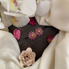 Vriksham Antique Floral Studs-Pink-G16711