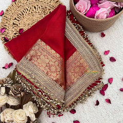 Vriksham Red Organza Saree-Lace & Tassel Work-Handloom-VS5038