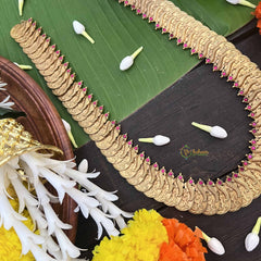 Vriksham Ethnic Temple Peacock Kundan Jadau Lakshmi Coin Long Neckpiece-J4002