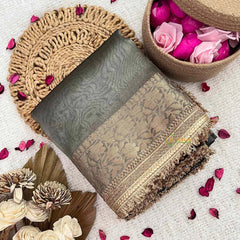 Vriksham  Janhvi Kapoor Grey Organza Saree-Lace Border-Handloom--VS5021