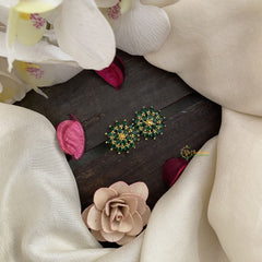 Vriksham Antique Floral Studs-Green-G16709