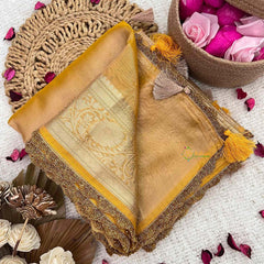 Vriksham Mustard Color Janhvi Kapoor's Organza Saree-Handloom-VS5022