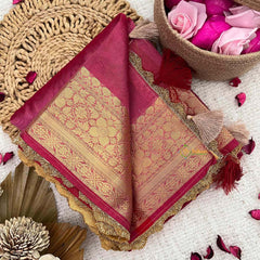 Vriksham Janhvi Kapoor Onion Pink Organza Saree-Aari Work Border-Handloom-VS5024