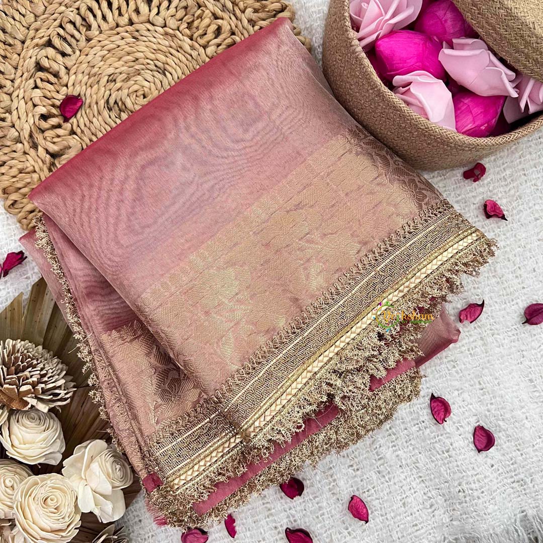 Vriksham Janhvi Kapoor Light Pink Organza Saree-Lace Border-Handloom-VS5036