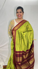 Olive With Voilet Border-Vairaoosi Podi Kattam-Kalyani Cotton Saree - VS3445