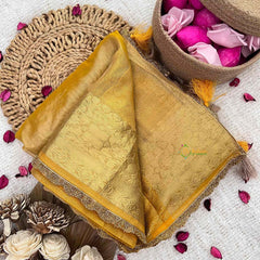 Vriksham Janhvi Kapoor Mustard Yellow Organza Saree-Aari Work Border-Handloom-VS5042