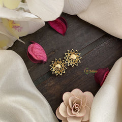 Vriksham Antique Floral Studs-Blue-G16710