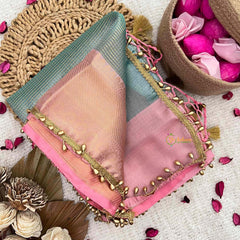 Vriksham Nayanthara Inspired Sky Blue With Baby Pink Organza Saree-Handloom-VS5027