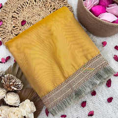 Vriksham Classic Golden Organza Saree-Lace Border-Handloom-VS5041